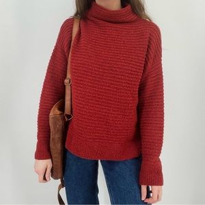 SOLD - madewell terracotta wool blend cowl neck ribbed sweater size s